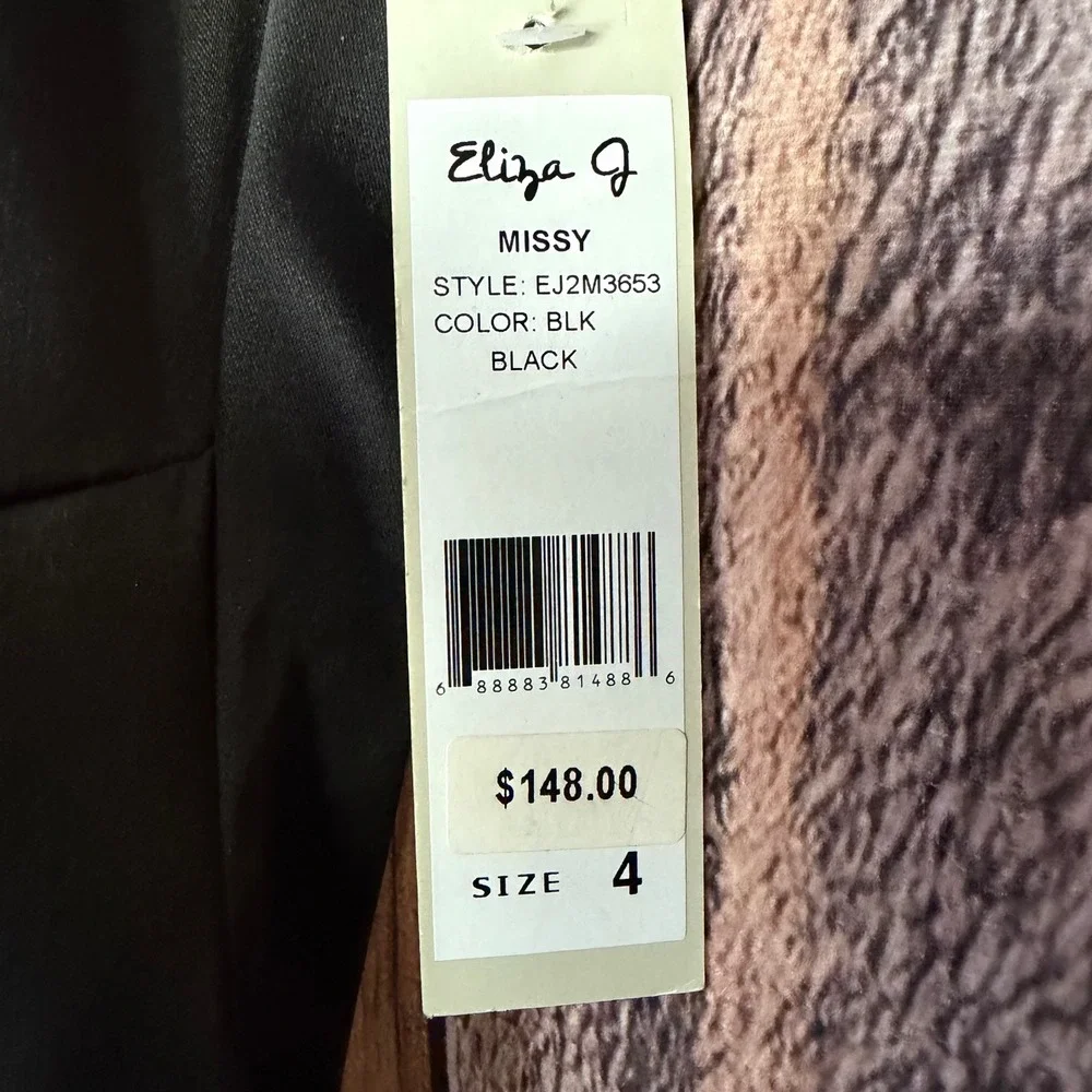 Eliza J One Shoulder Cocktail Dress Black Elegant Evening Formal Chic Size 4 NWT - Picture 9 of 10